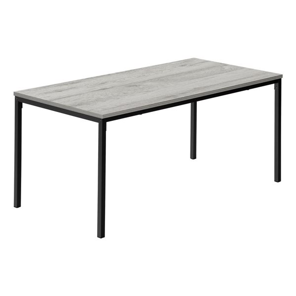 Table basse rectangulaire 40 po L de Monarch Specialties en stratifié gris et pieds droits en métal noir