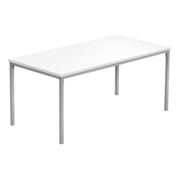 Monarch Specialties 40-in L White Laminate Coffee Table w/ Silver Metal Straight-Legged