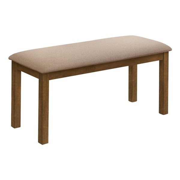 Banc de salle à manger rectangulaire de Monarch Specialties 42 po L tissu beige et structure en bois brun noyer