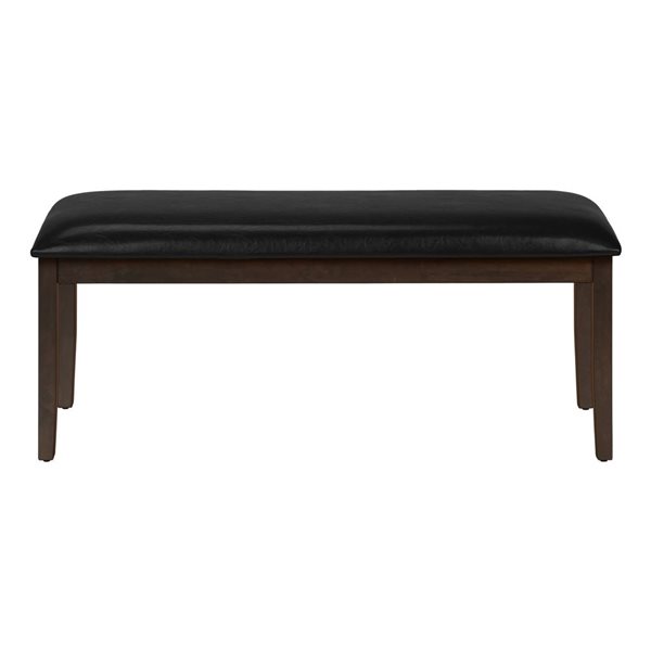 Banc de salle à manger rectangulaire de Monarch Specialties 48 po L similicuir noir et structure en bois espresso