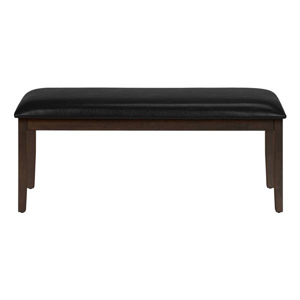 Banc de salle à manger rectangulaire de Monarch Specialties 48 po L similicuir noir et structure en bois espresso