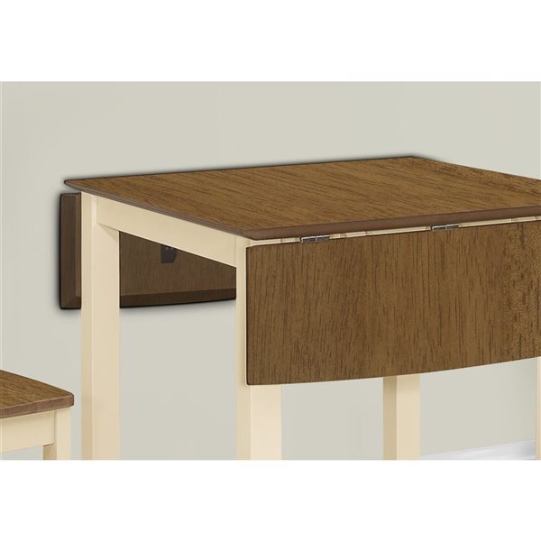 Table de salle à manger rectangulaire à abattants 47 L x 30 po l. par Monarch Specialties placage chêne et bois crème