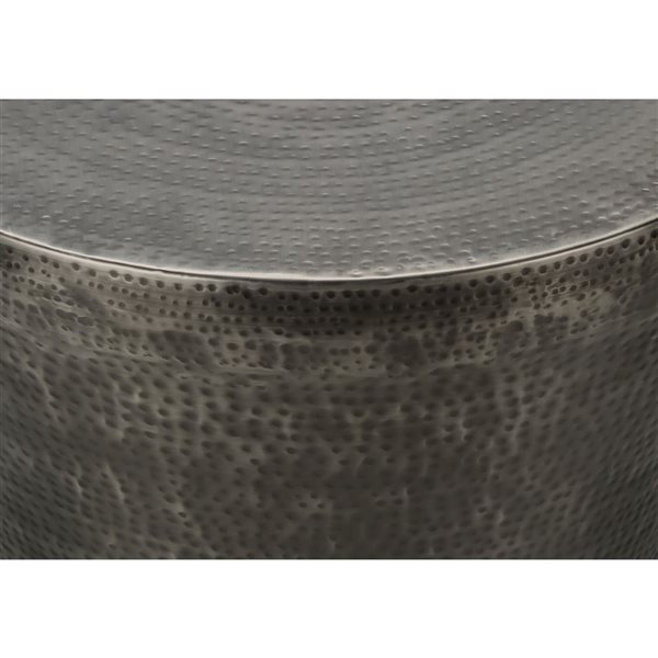 Monarch Specialties 22-in H Silver Grey Metal Modern Cone-Shaped Base Drum End Table