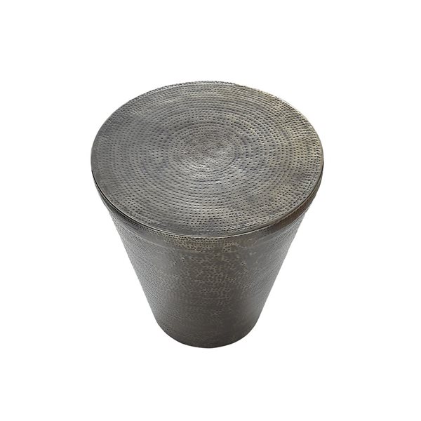 Monarch Specialties 22-in H Silver Grey Metal Modern Cone-Shaped Base Drum End Table