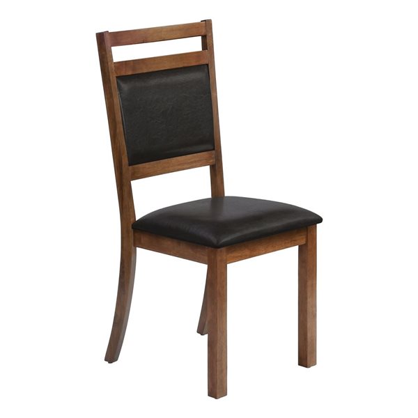 Monarch Specialties Brown Faux Leather Dining Chairs w/ Walnut Wooden Frame - Set of 2