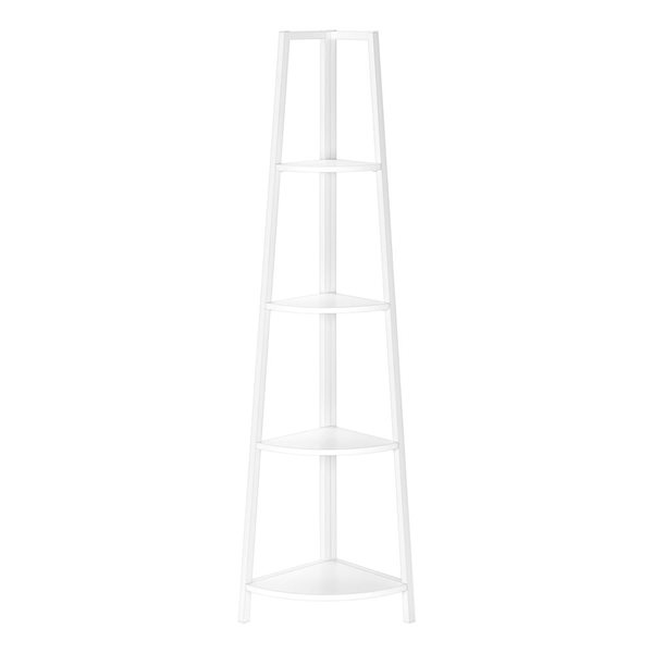 Monarch Specialties 60-in H 4-Tier White Metal Corner Bookshelf