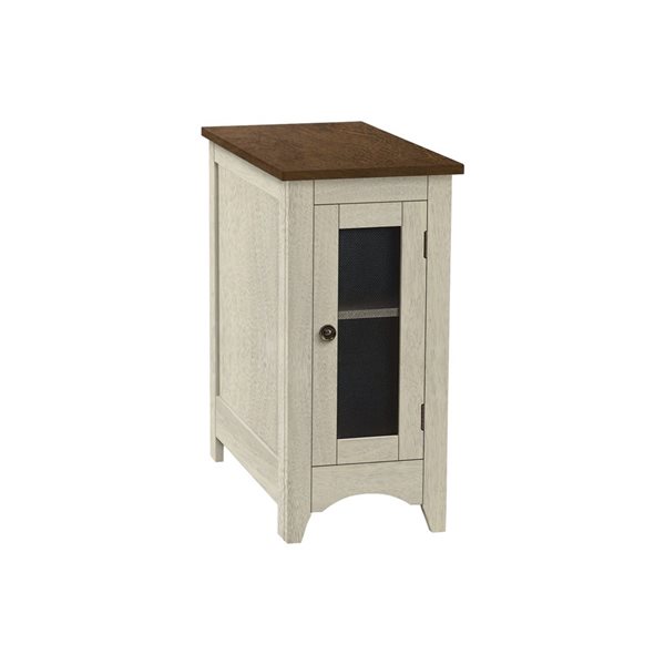 Monarch Specialties 21.75 D x 11.75-in W Antique White and Espresso Veneer Narrow Side Table w/ Door