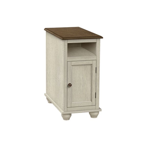 Monarch Specialties 21.75 D x 11.75-in W Antique White/Espresso Veneer Transitional Narrow Side Table w/ Door