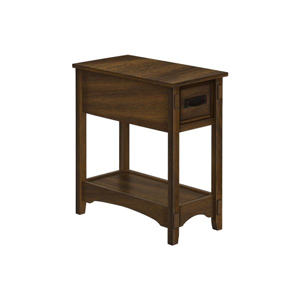 Monarch Specialties 21.75 D x 11.75-in W Walnut Brown Veneer Transitional Narrow Side Table w/ Drawer