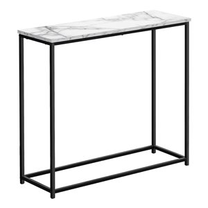 Monarch Specialties 11.5 D x 31.5-in W White Marble Look Laminate Console Table w/Black Metal Frame