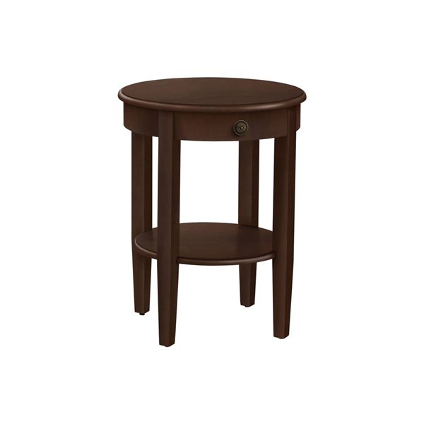 Monarch Specialties 17.25-in 2-Tier Espresso Veneer Transitional Round End Table