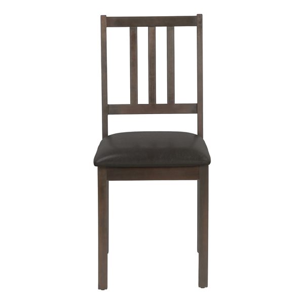 Monarch Specialties Brown Faux Leather Slat Back Dining Chairs w/ Espresso Wooden Frame - Set of 2