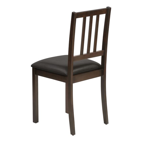 Monarch Specialties Brown Faux Leather Slat Back Dining Chairs w/ Espresso Wooden Frame - Set of 2