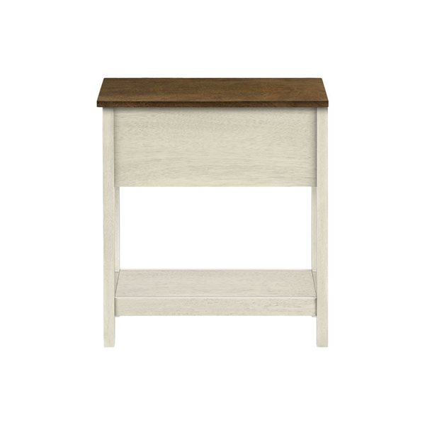 Monarch Specialties 21.75 D x 11.75-in W Antique White/Espresso Veneer Transitional Narrow Side Table w/ Drawer