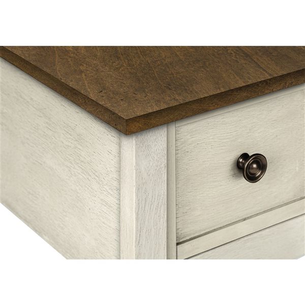 Monarch Specialties 21.75 D x 11.75-in W Antique White/Espresso Veneer Transitional Narrow Side Table w/ Drawer