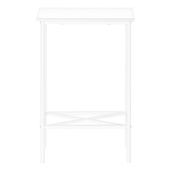 Monarch Specialties 9.5 D x 15.75-in W 2-Tier White Laminate and Metal Modern Narrow End Table