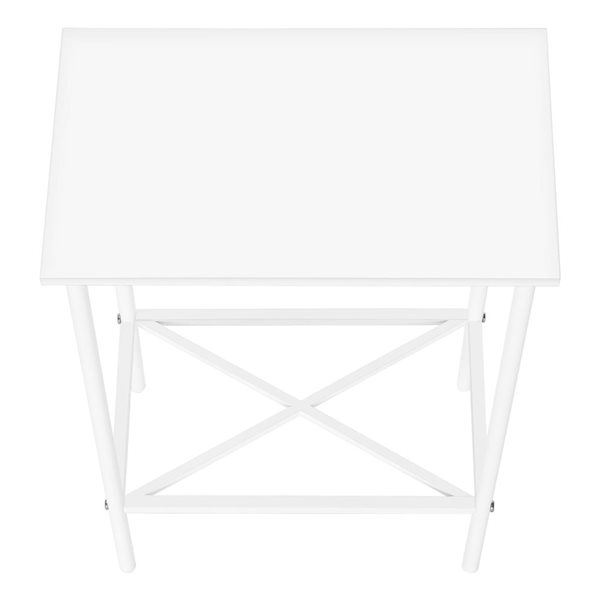 Monarch Specialties 9.5 D x 15.75-in W 2-Tier White Laminate and Metal Modern Narrow End Table