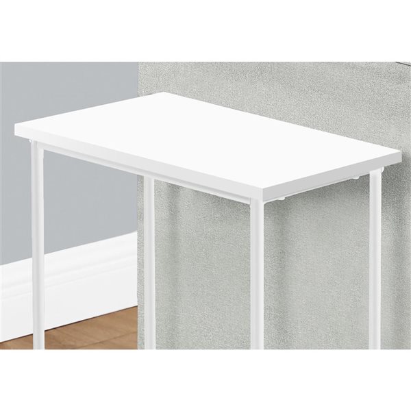 Monarch Specialties 9.5 D x 15.75-in W 2-Tier White Laminate and Metal Modern Narrow End Table