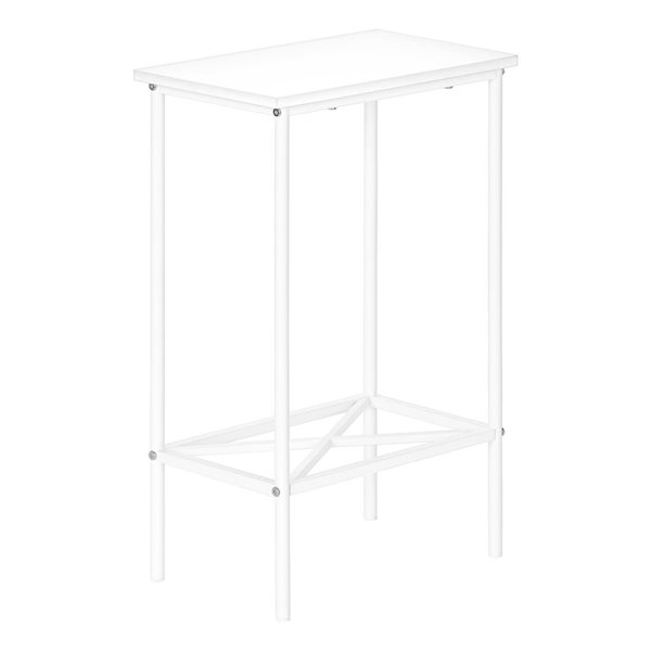 Monarch Specialties 9.5 D x 15.75-in W 2-Tier White Laminate and Metal Modern Narrow End Table