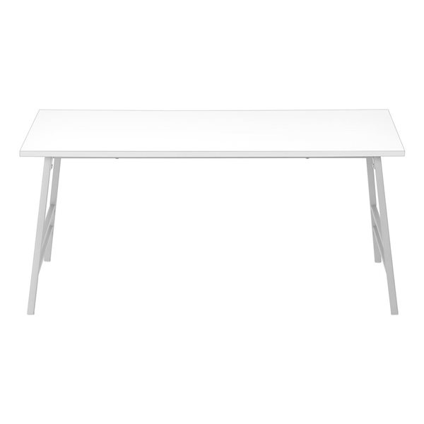 Monarch Specialties 40-in L White Laminate Rectangular Coffee Table w/ Silver Metal Angled-Leg