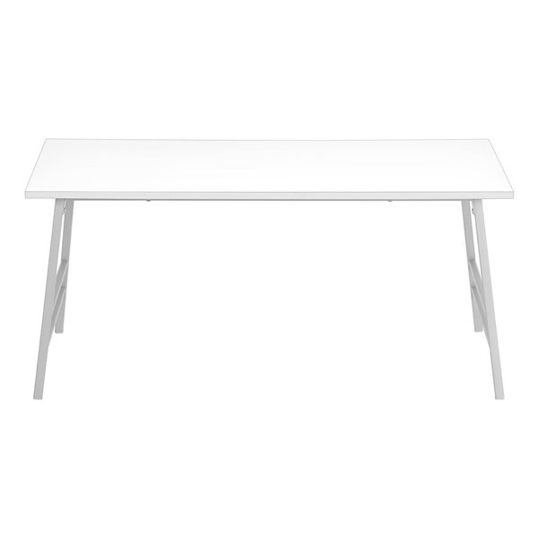 Monarch Specialties 40-in L White Laminate Rectangular Coffee Table w/ Silver Metal Angled-Leg