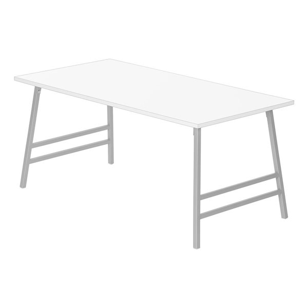 Table basse rectangulaire 40 po L de Monarch Specialties en stratifié blanc et pieds angulaires métal argent