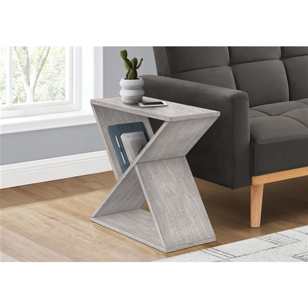 Monarch Specialties 11.75 W x 24-in D Washed Grey Veneer Contemporary Accent Table