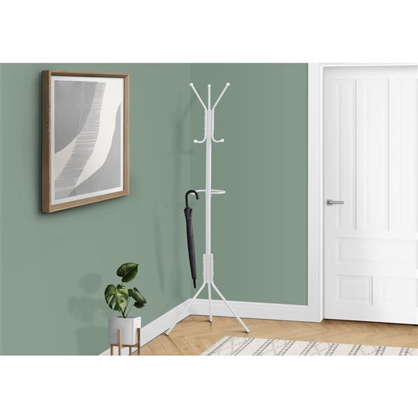 Monarch Specialties 68-in H 6-Hook White Metal Freestanding Coat Rack