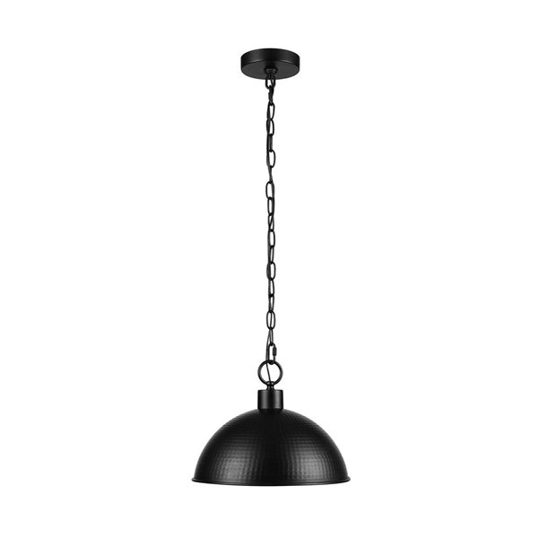 Globe Electric 1-Light Weathered Black Finish and Gold Interior Adjustable Height Pendant Light