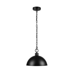 Globe Electric 1-Light Weathered Black Finish and Gold Interior Adjustable Height Pendant Light