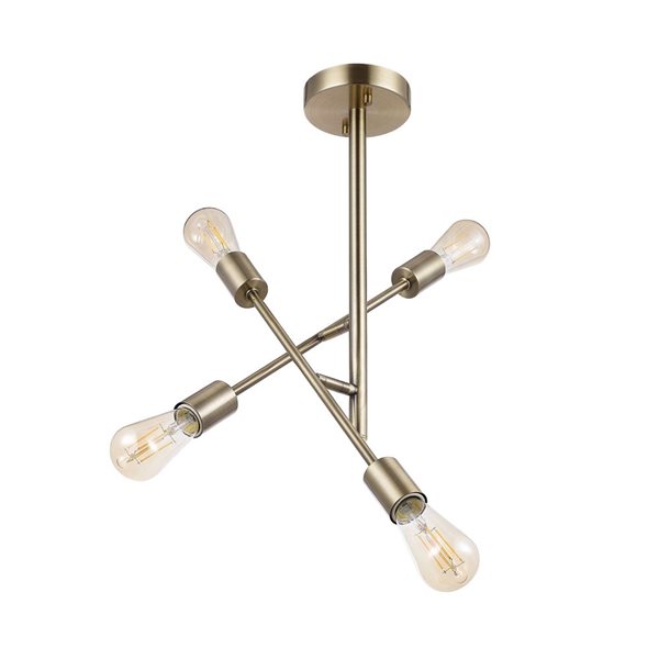 Globe Electric 4-Light 17-in Matte Brass Semi-Flush Mount Adjustable Arm Ceiling Light