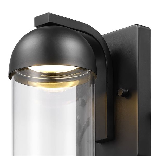 Globe Electric 12 W LED Integrated Matte Black and Clear Glass Shade Outdoor Wall Sconce