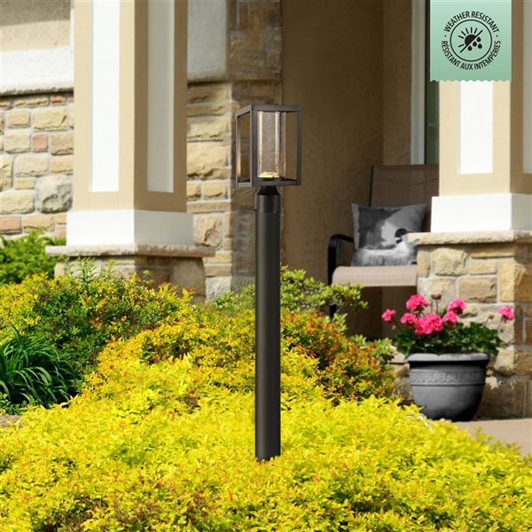 Globe Electric 20-in 12W LED Black Integrated Outdoor Post Mount Light Fixture