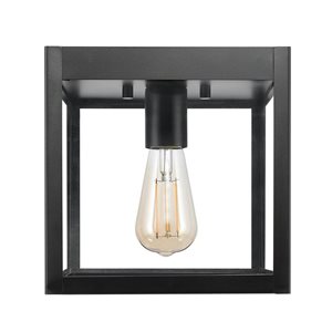 Globe Electric 1-Light 8-in Square Matte Black and Clear Glass Shade Outdoor Flush Mount