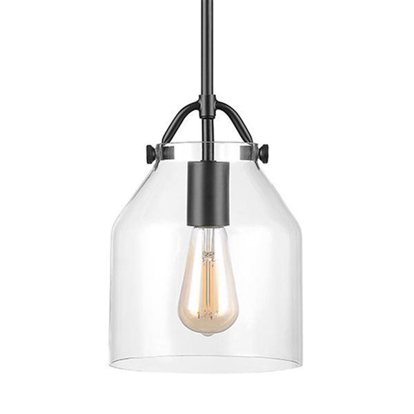 Globe Electric 1-Light Matte black and Clear Glasse Shade Adjustable Height Pendant Light