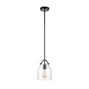 Globe Electric 1-Light Matte black and Clear Glasse Shade Adjustable Height Pendant Light