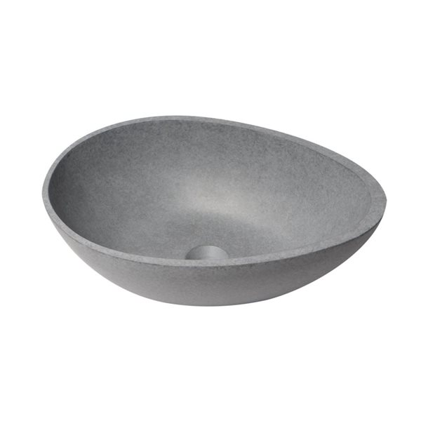 ALFI brand 21-in Matte Gray Solid Concrete Tear Drop Above Mount Vessel Sink