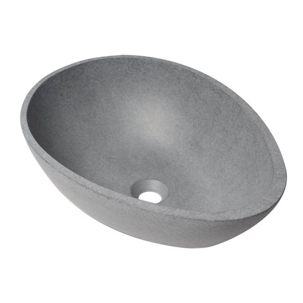 ALFI brand 21-in Matte Gray Solid Concrete Tear Drop Above Mount Vessel Sink