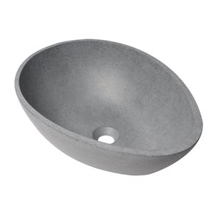 ALFI brand 21-in Matte Gray Solid Concrete Tear Drop Above Mount Vessel Sink