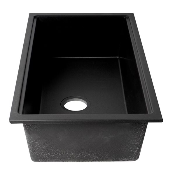 ALFI brand Black 33-in Granite Composite Workstation Step Rim Single Bowl Undermount Sink w/ Accessories