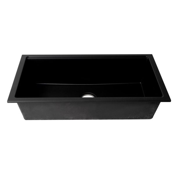 ALFI brand Black 33-in Granite Composite Workstation Step Rim Single Bowl Undermount Sink w/ Accessories