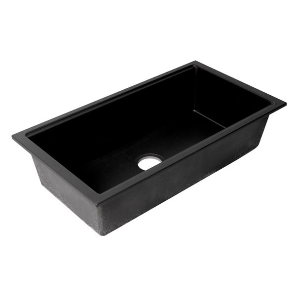 ALFI brand Black 33-in Granite Composite Workstation Step Rim Single Bowl Undermount Sink w/ Accessories