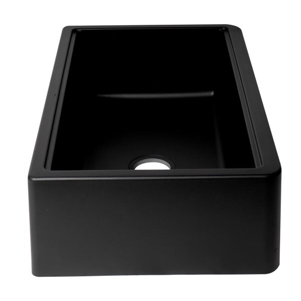 ALFI brand Black 33-in Granite Composite Single Bowl Drop-in Farm Sink w/ Accessories