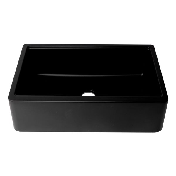 ALFI brand Black 33-in Granite Composite Single Bowl Drop-in Farm Sink w/ Accessories