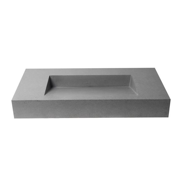 ALFI brand 40-in Matte Gray Solid Concrete Rectangular Countertop Sink