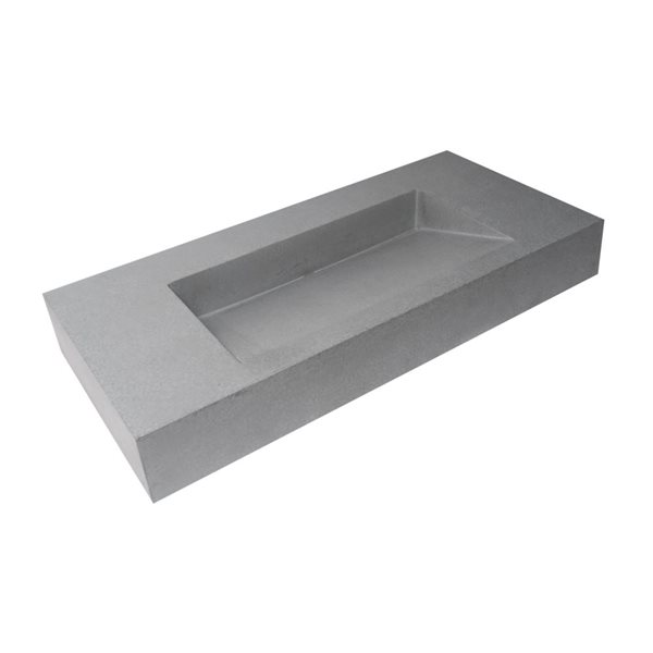 ALFI brand 40-in Matte Gray Solid Concrete Rectangular Countertop Sink