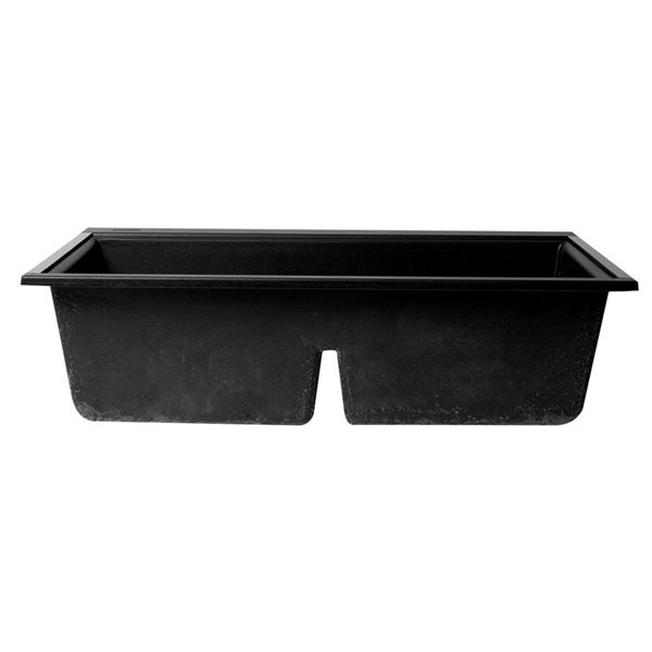 ALFI brand Black 33-in Granite Composite Workstation Step Rim Double Bowl Undermount Sink w/ Accessories