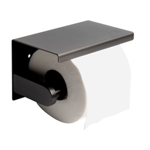 ALFI brand Brushed Black PVD Stainless Steel Toilet Paper Holder with Shelf