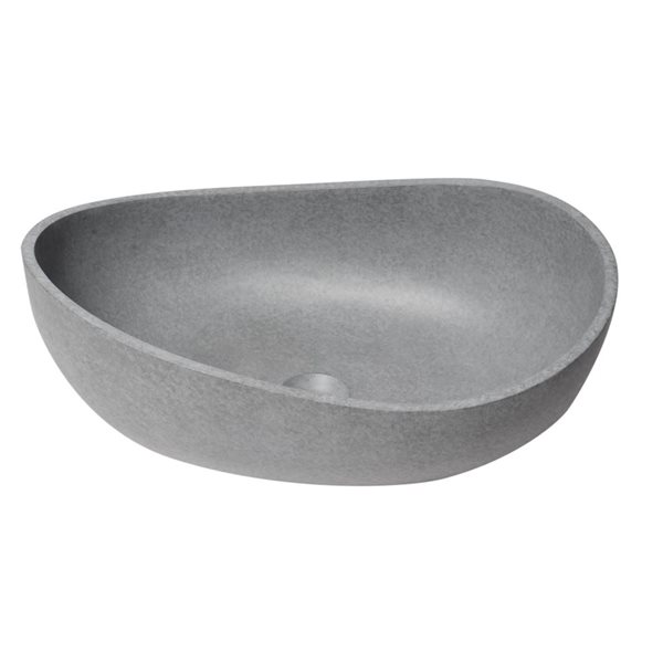 ALFI brand 23-in Matte Gray Solid Concrete Wavy Oval Above Mount Vessel Sink