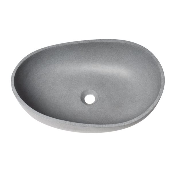 ALFI brand 23-in Matte Gray Solid Concrete Wavy Oval Above Mount Vessel Sink